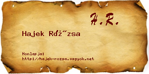 Hajek Rózsa névjegykártya